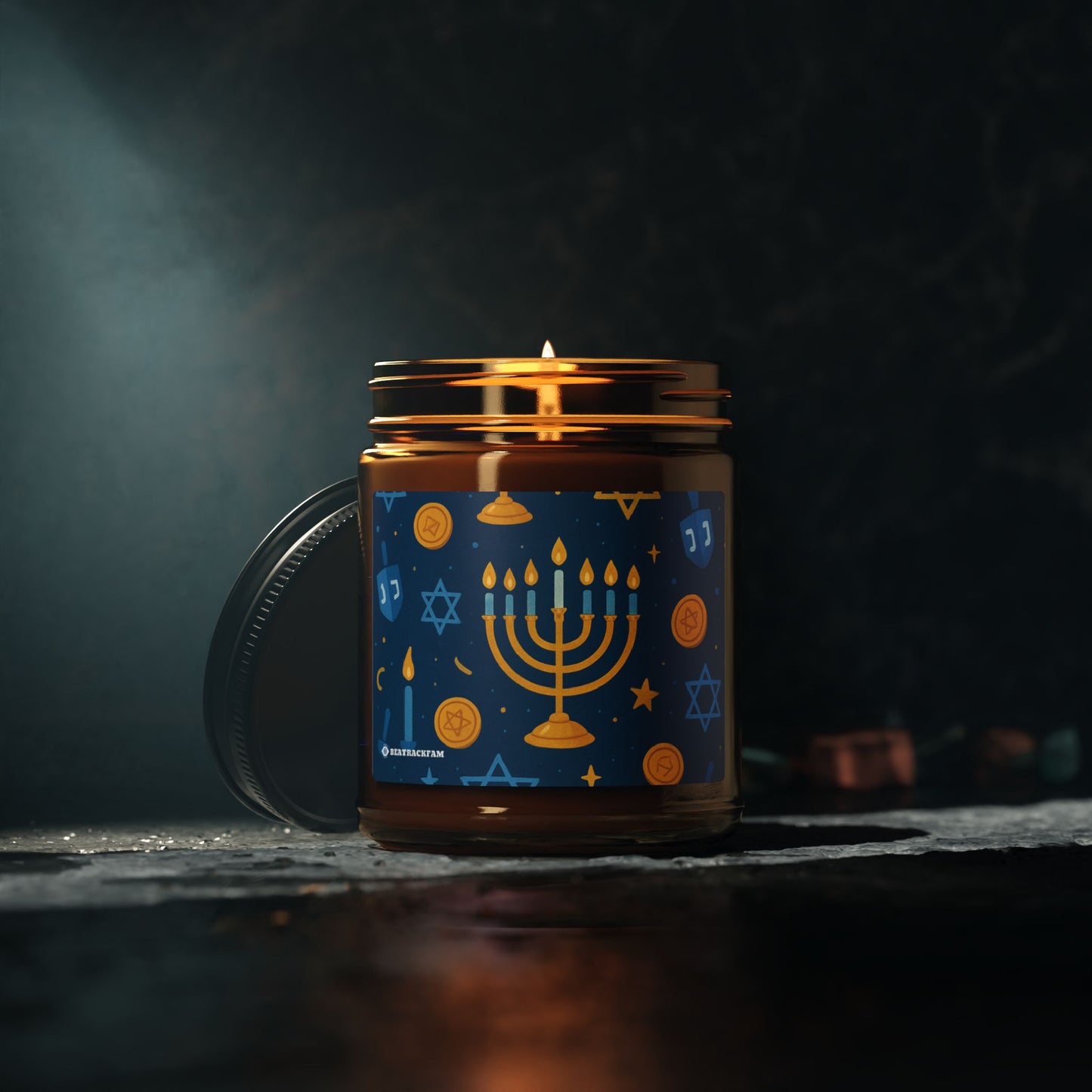 Multi-Size Amber Scented Soy Candle - Holiday Collection (Chanukah)