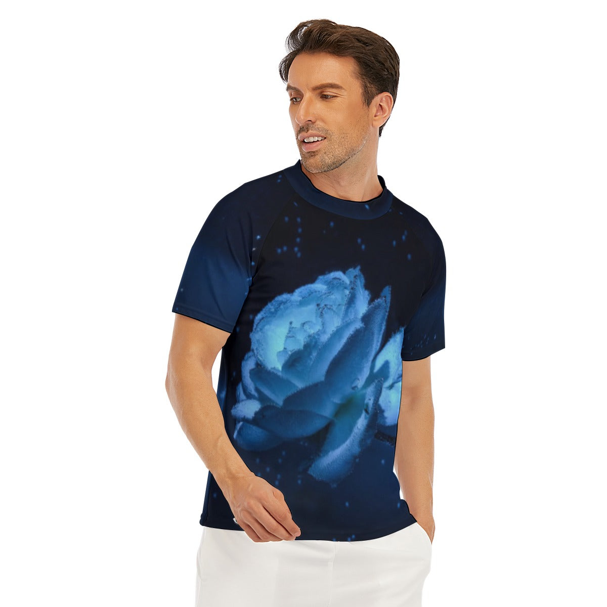 All-Over Print Men's Tight Surf Clothing With Half Sleeves