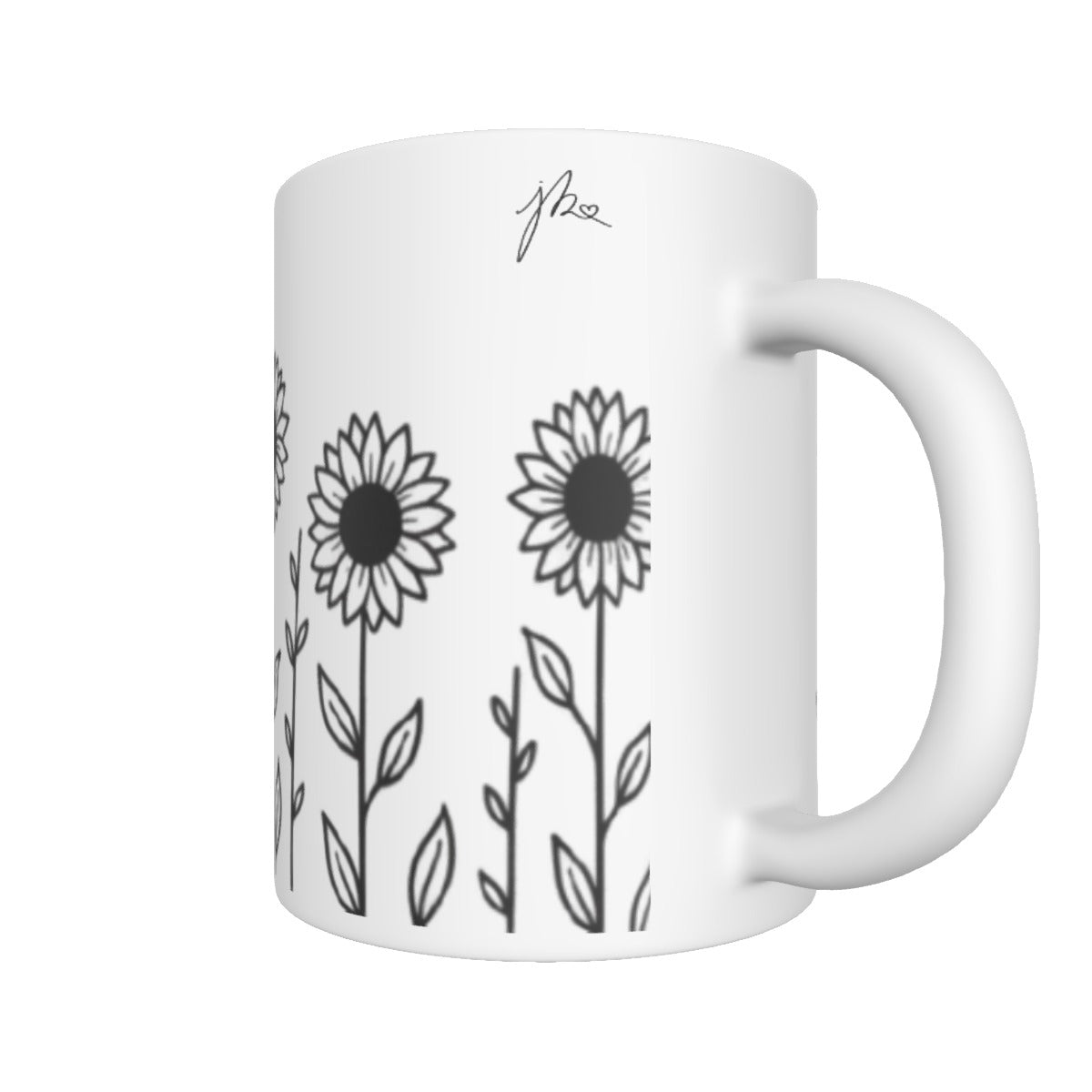 All-over print mug - Outlined Sunflower Signature Collection by Juli