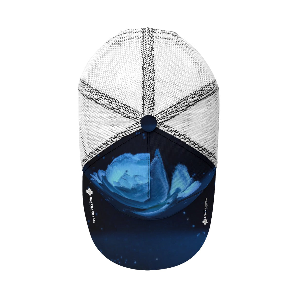 All-Over Print Black Buckle Peaked Mesh Cap With Box