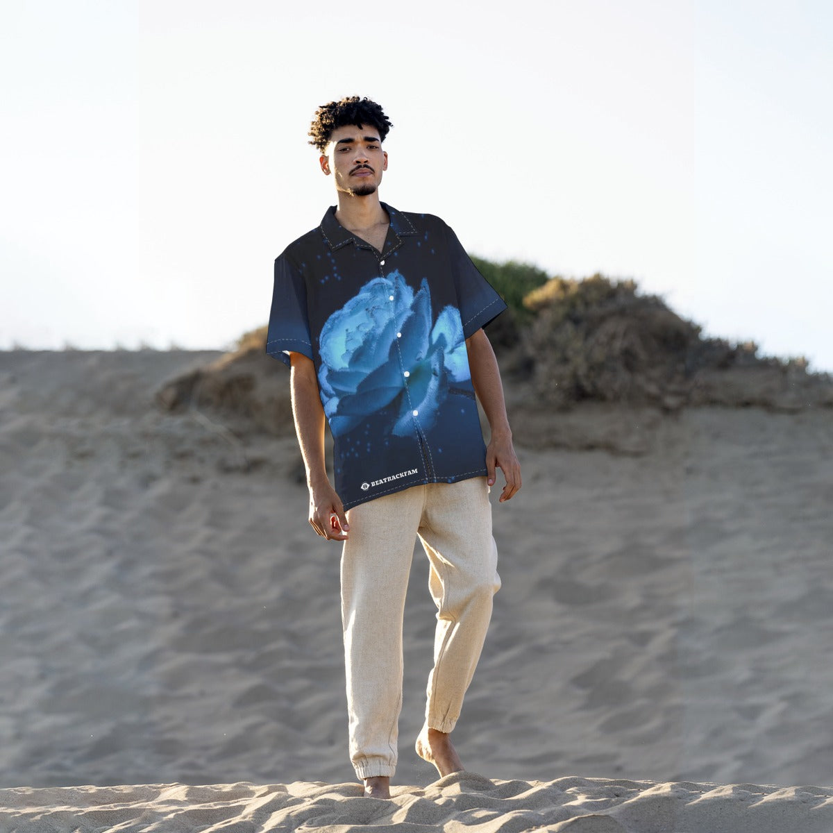 All-Over Print Men's Hawaiian Shirt With Button Closure