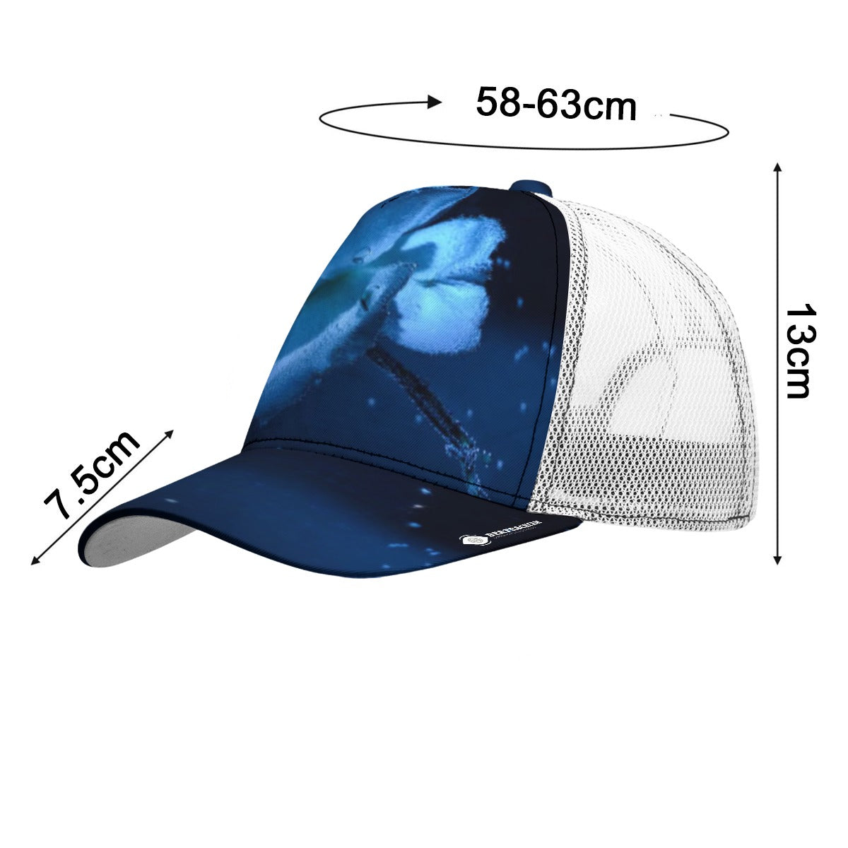 All-Over Print Black Buckle Peaked Mesh Cap With Box