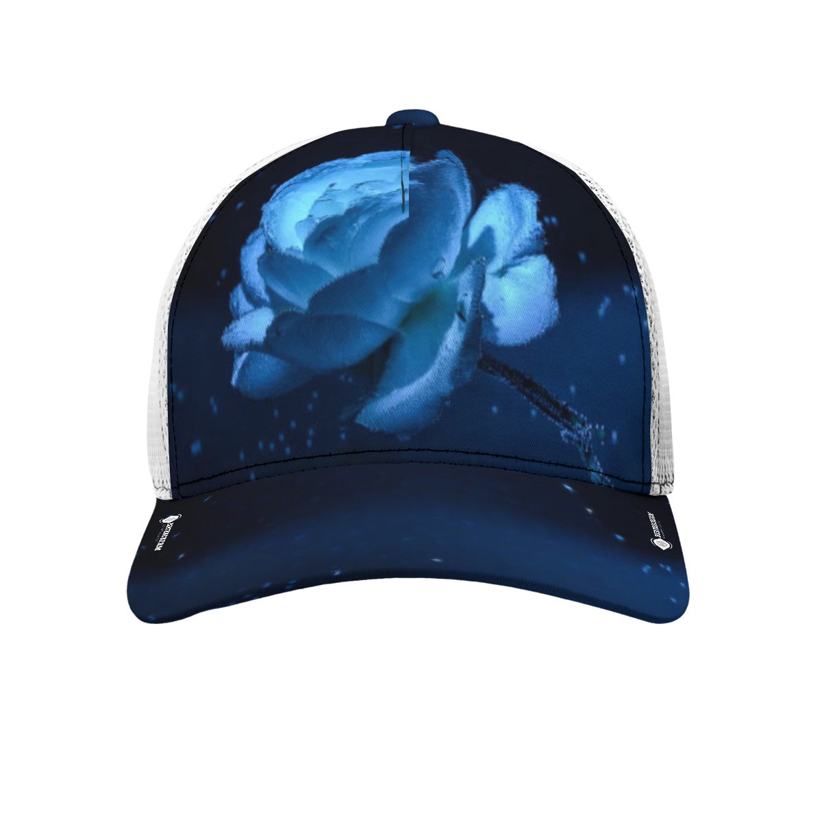 All-Over Print Black Buckle Peaked Mesh Cap With Box