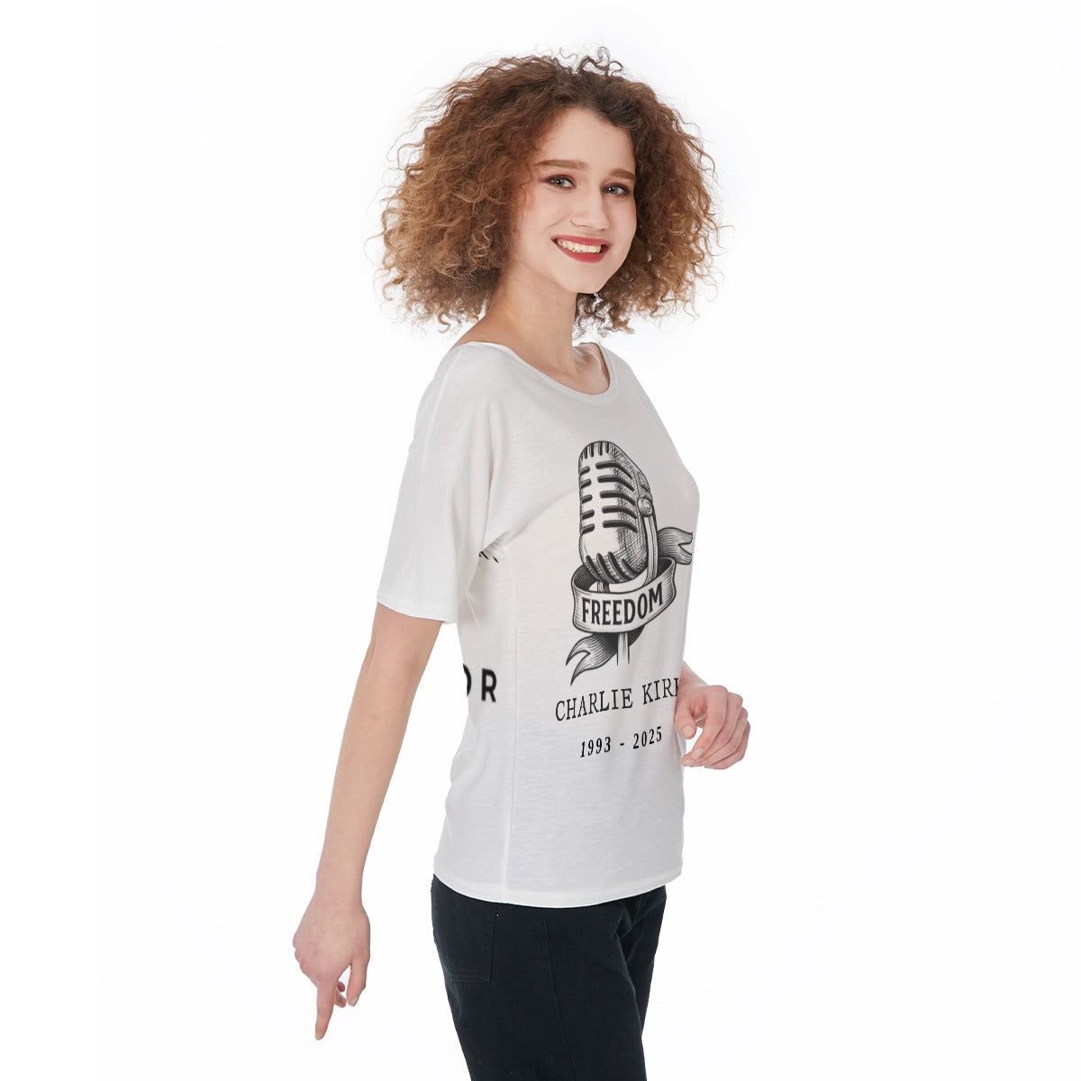 All-Over Print Women's T-Shirt - Charlie Kirk Freedom Microphone Collection