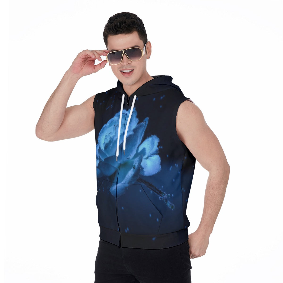 All-Over Print Men's Zipper-Up Sleeveless Hoodie
