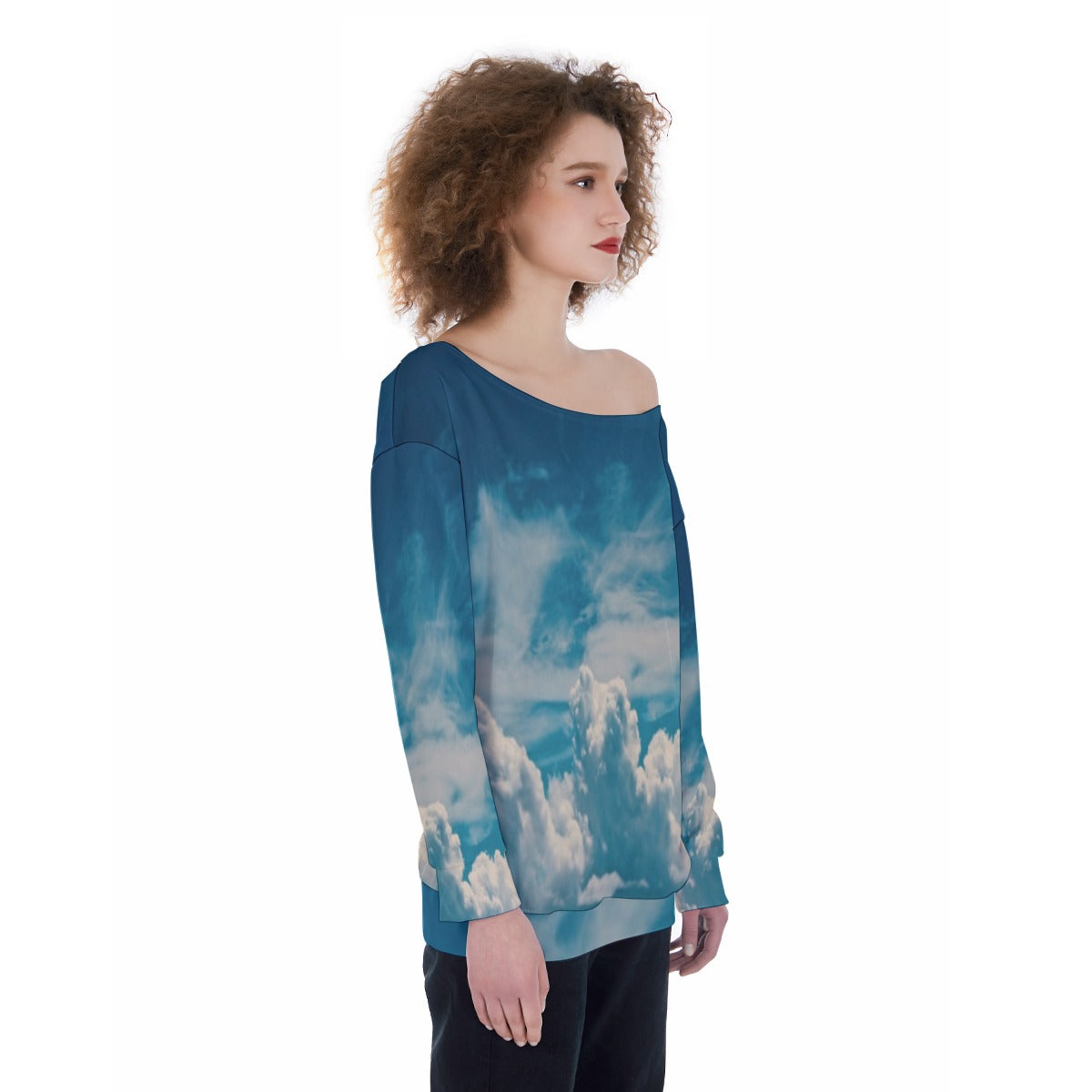 All-Over Print Oversized Women's Off-Shoulder Sweatshirt
