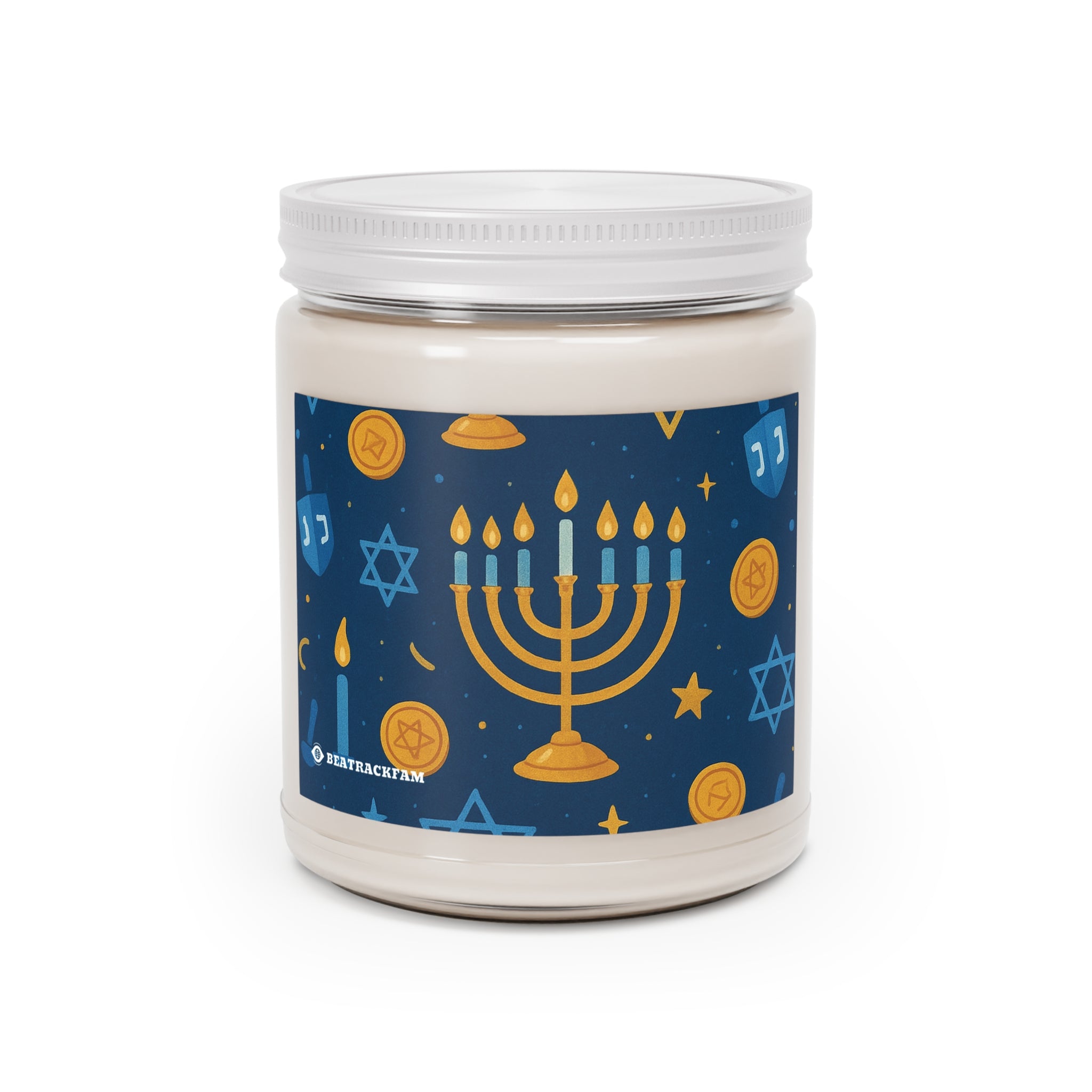 Scented Soy Candle with White Lid - Holiday Collection (Chanukah)