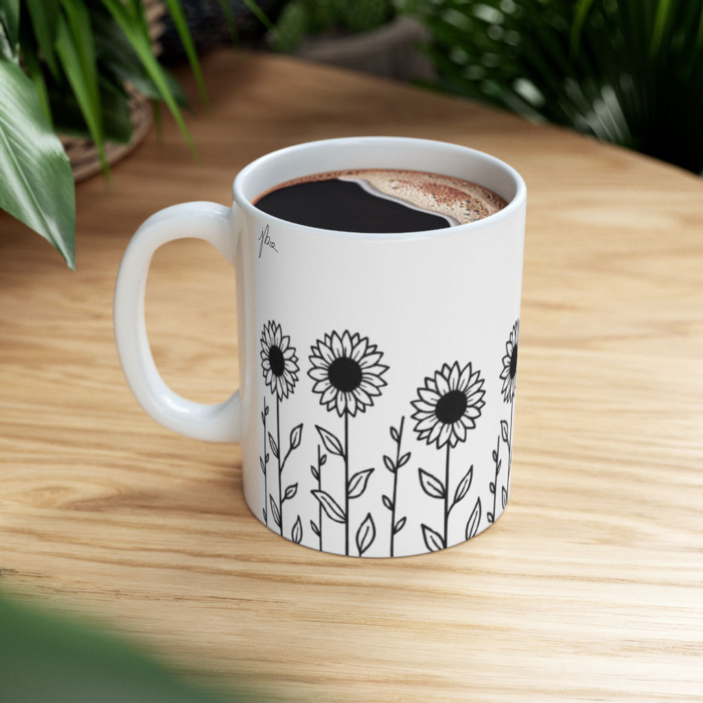 Ceramic Mug - Outlined Sunflower Signature Collection by Juli