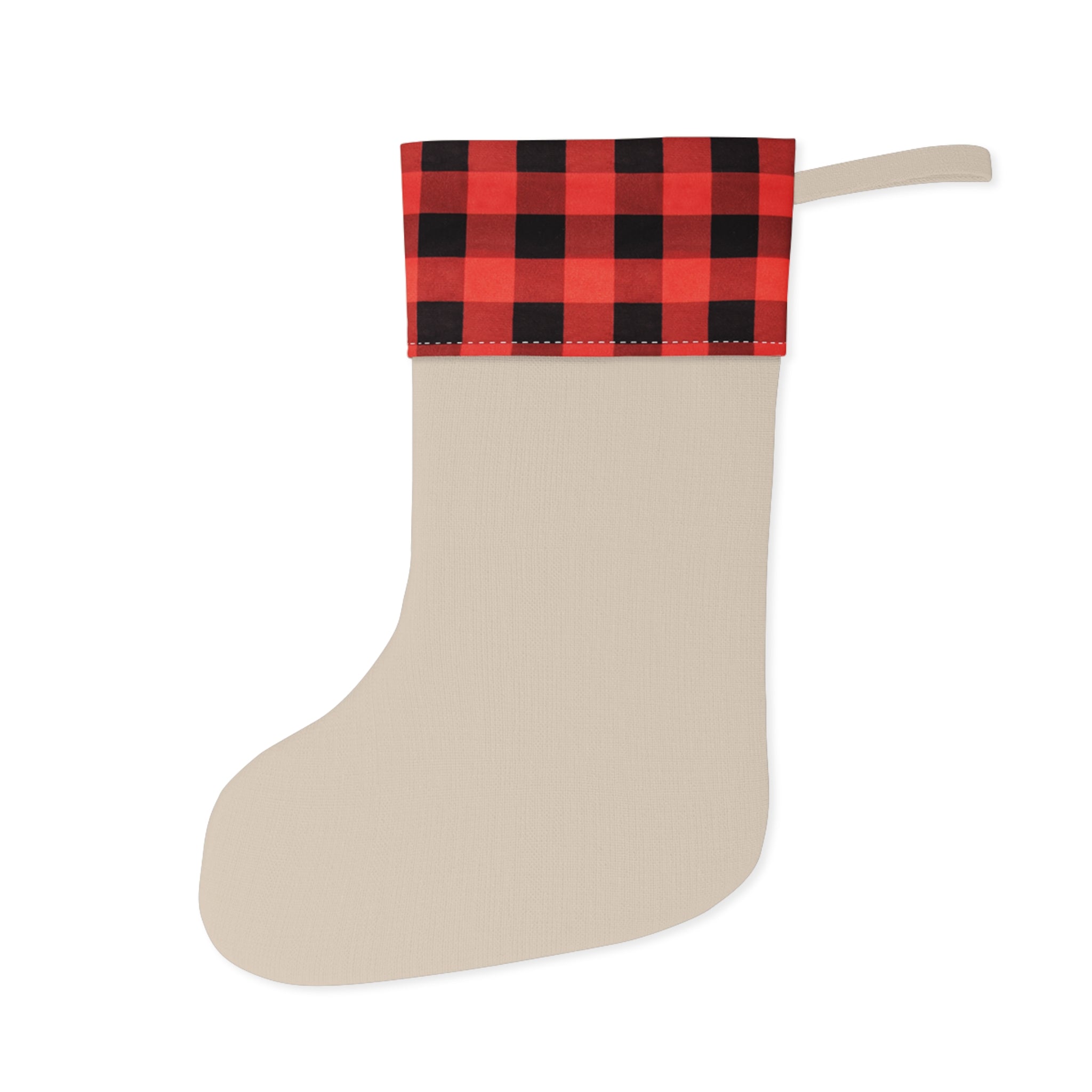 Plaid Cuff Winter Night Christmas Stocking - Christmas Holiday Collection