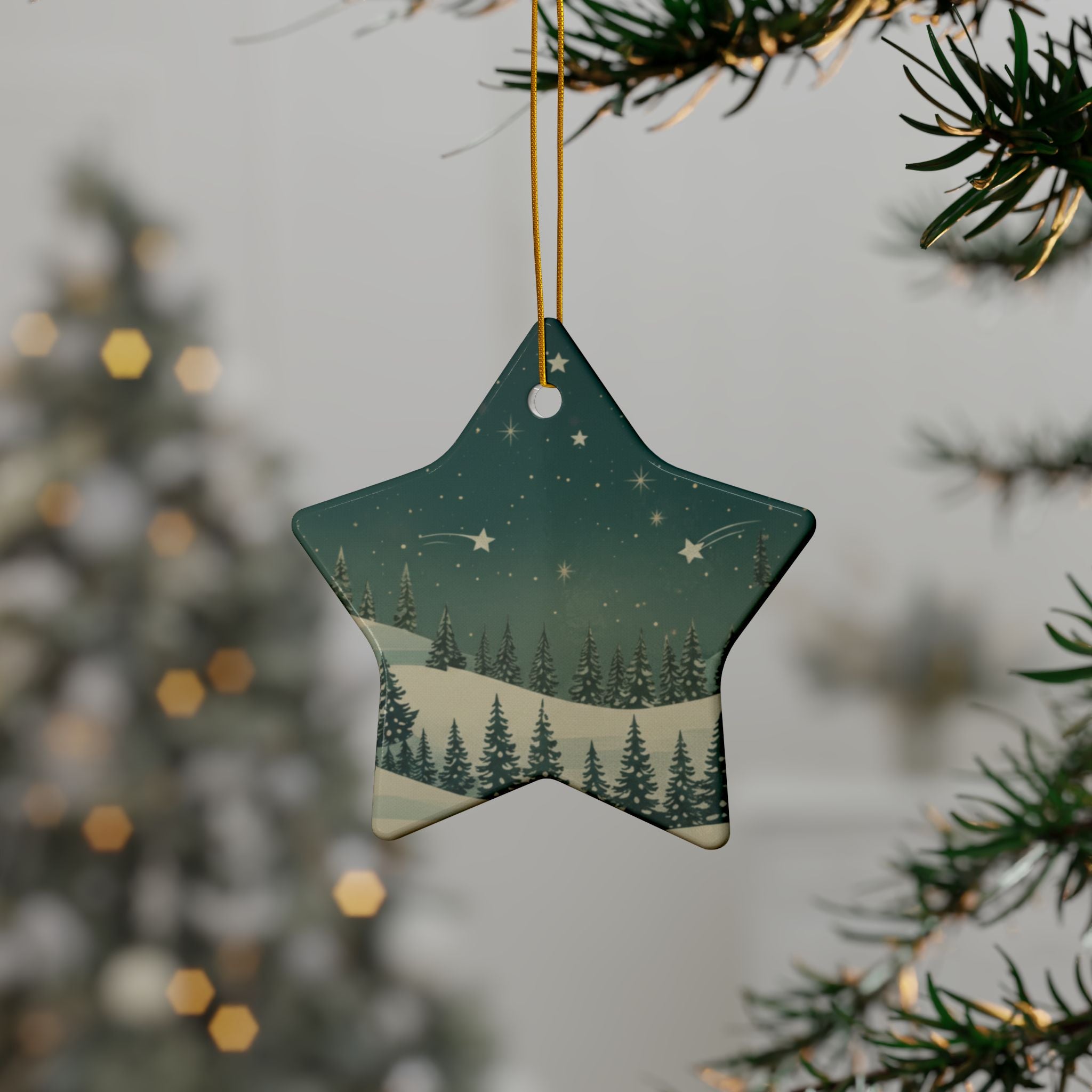 Winter Night Ceramic Ornament - Christmas Holiday Collection