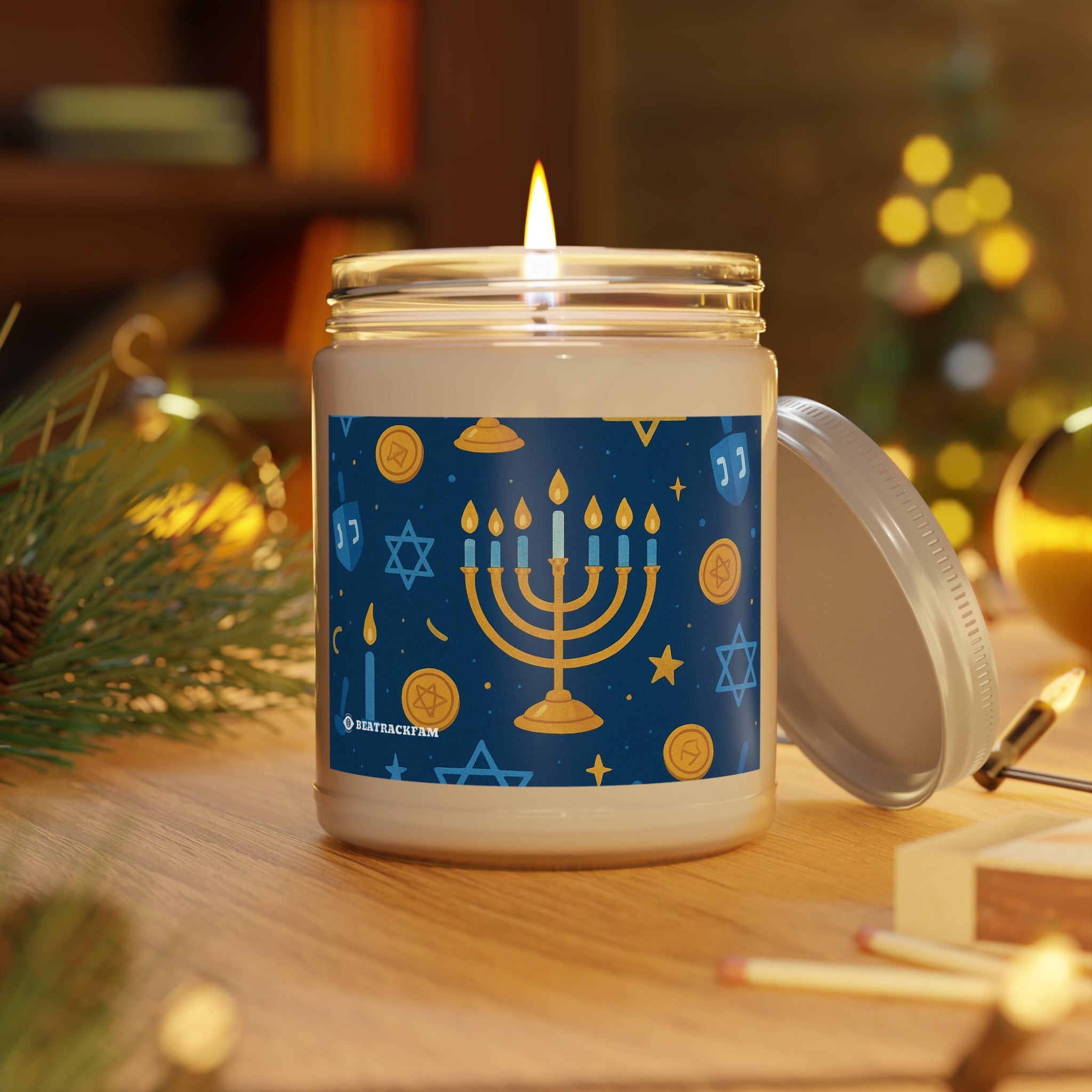 Scented Soy Candle with White Lid - Holiday Collection (Chanukah)