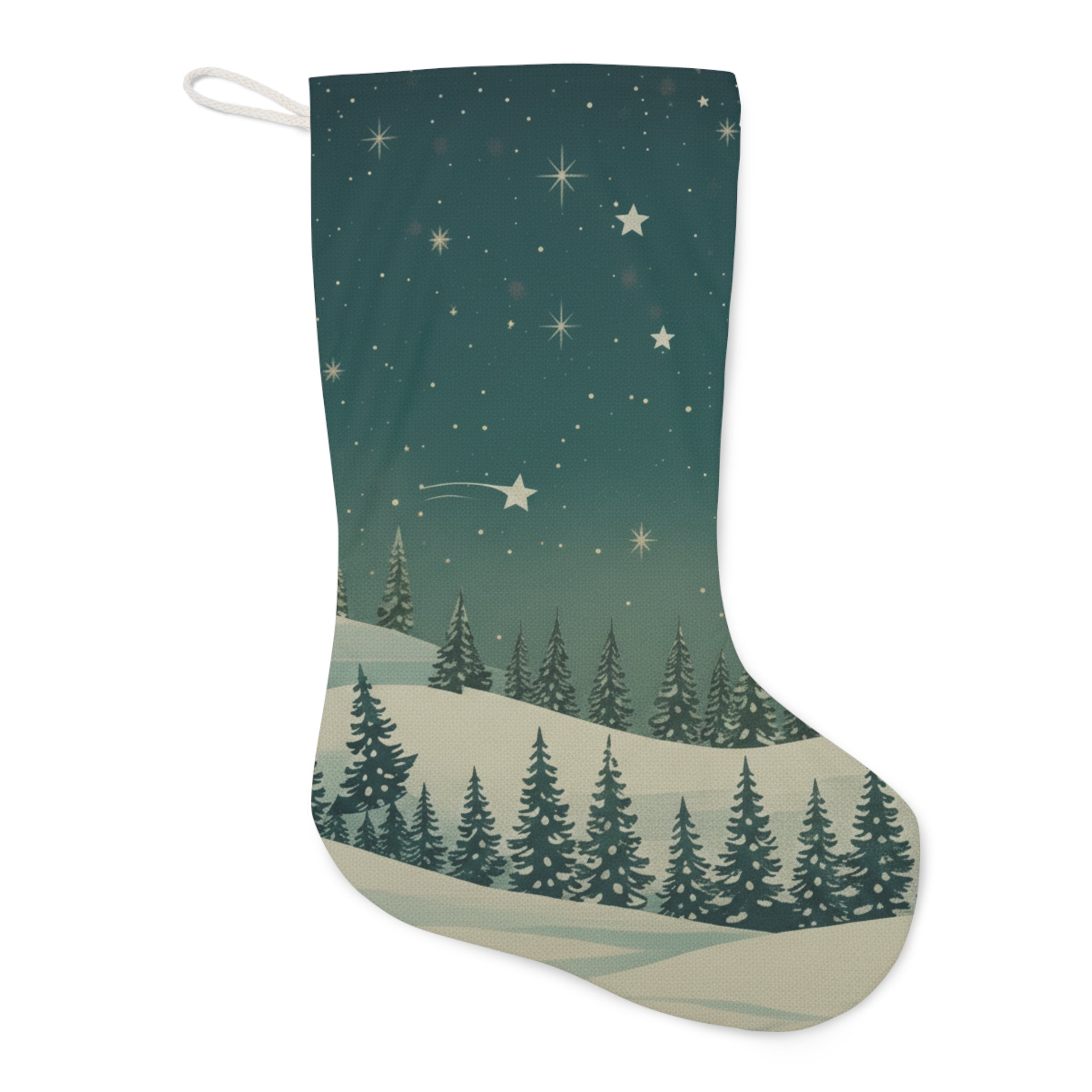 Christmas Stocking with Starry Winter Forest - Christmas Holiday Collection