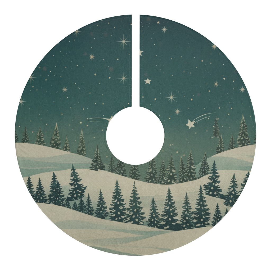 Vintage Winter Pines Christmas Tree Skirt - Christmas Holiday Collection