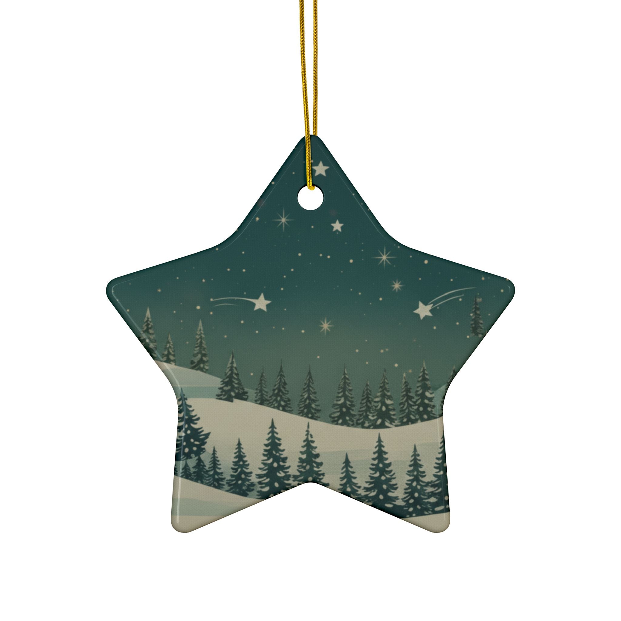 Winter Night Ceramic Ornament - Christmas Holiday Collection