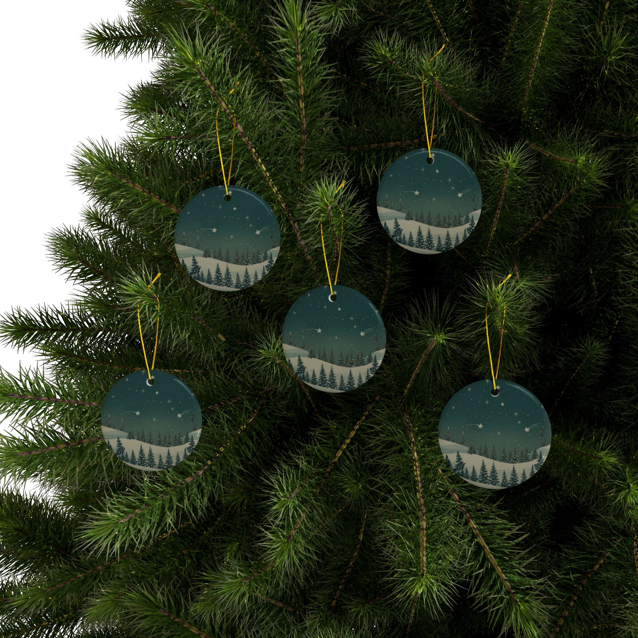 Winter Night Ceramic Ornament - Christmas Holiday Collection