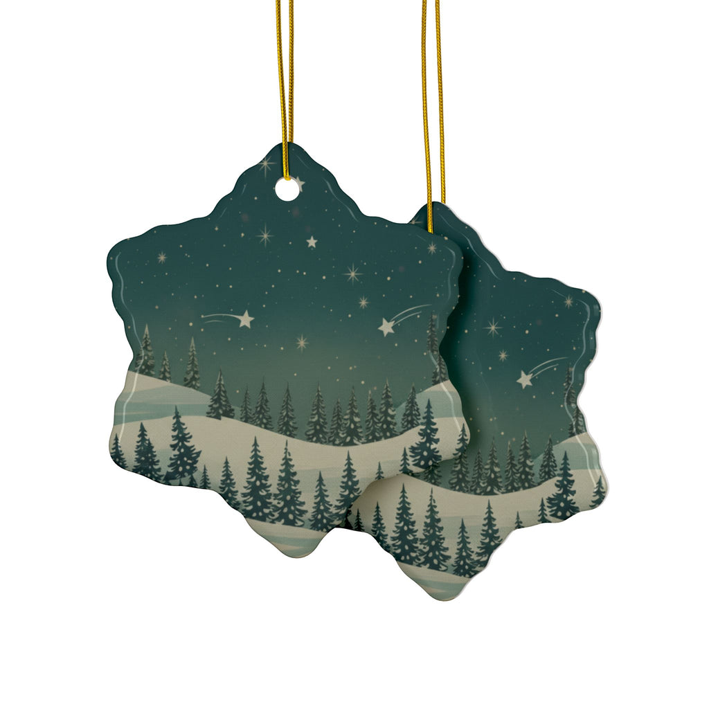 Winter Night Ceramic Ornament - Christmas Holiday Collection