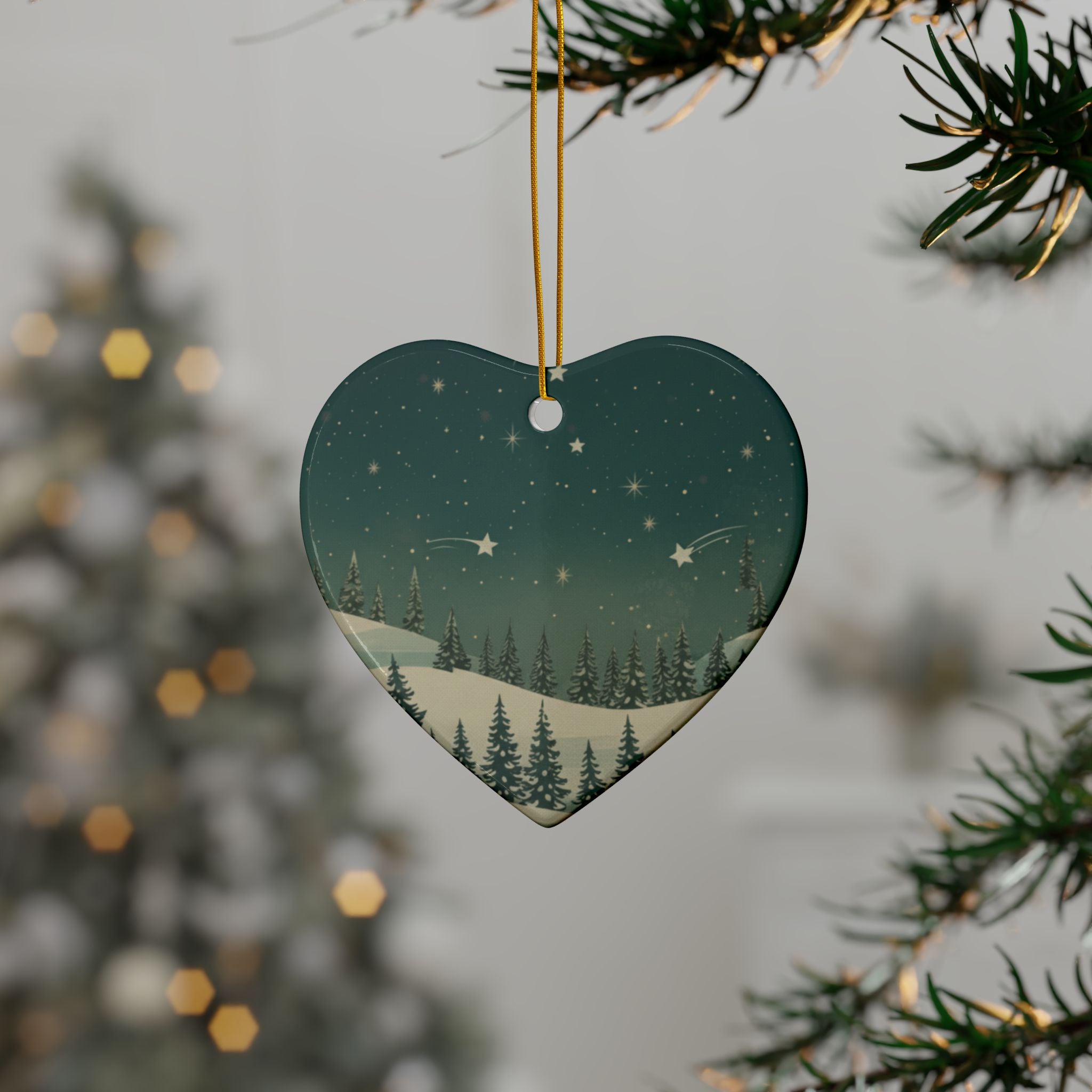 Winter Night Ceramic Ornament - Christmas Holiday Collection