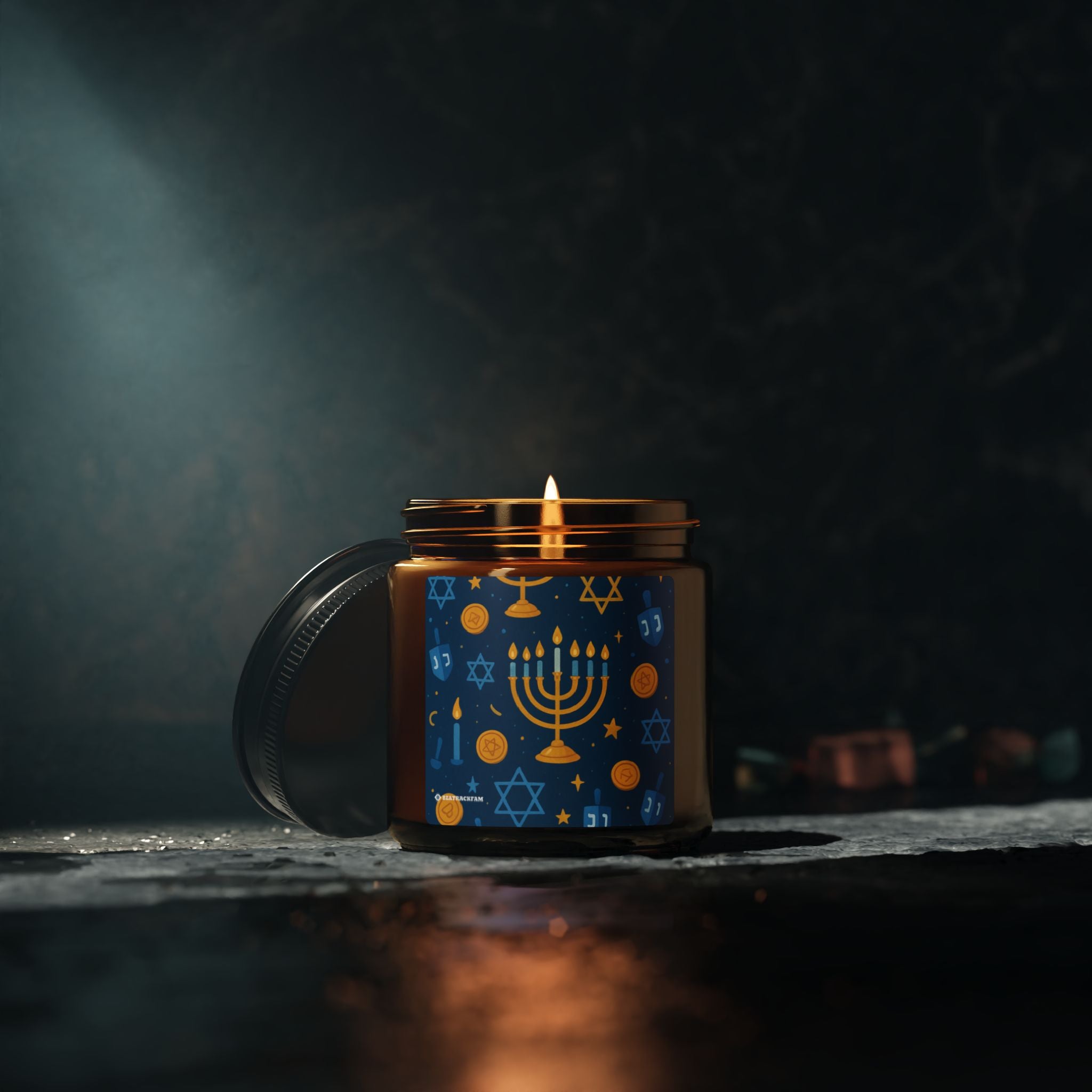 Multi-Size Amber Scented Soy Candle - Holiday Collection (Chanukah)