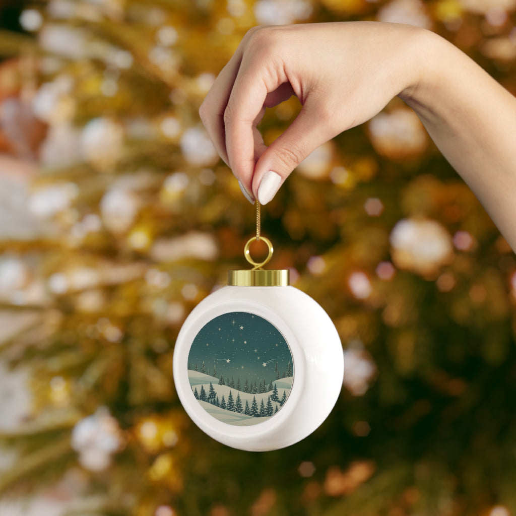 Winter Night Landscape Christmas Ornament - Christmas Holiday Collection