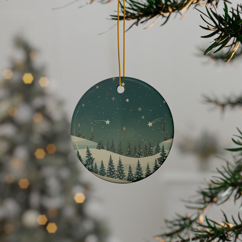 Winter Night Ceramic Ornament - Christmas Holiday Collection