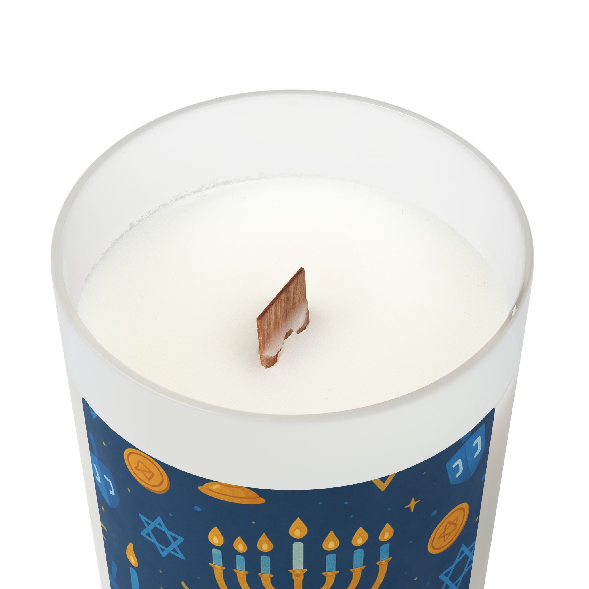 Frosted Glass Candle - Holiday Collection (Chanukah)