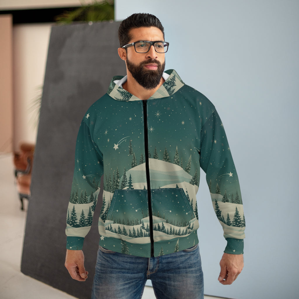 Winter Night Zip Hoodie - Christmas Holiday Collection