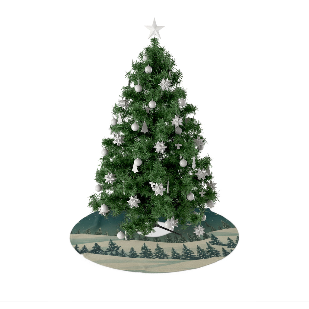 Vintage Winter Pines Christmas Tree Skirt - Christmas Holiday Collection