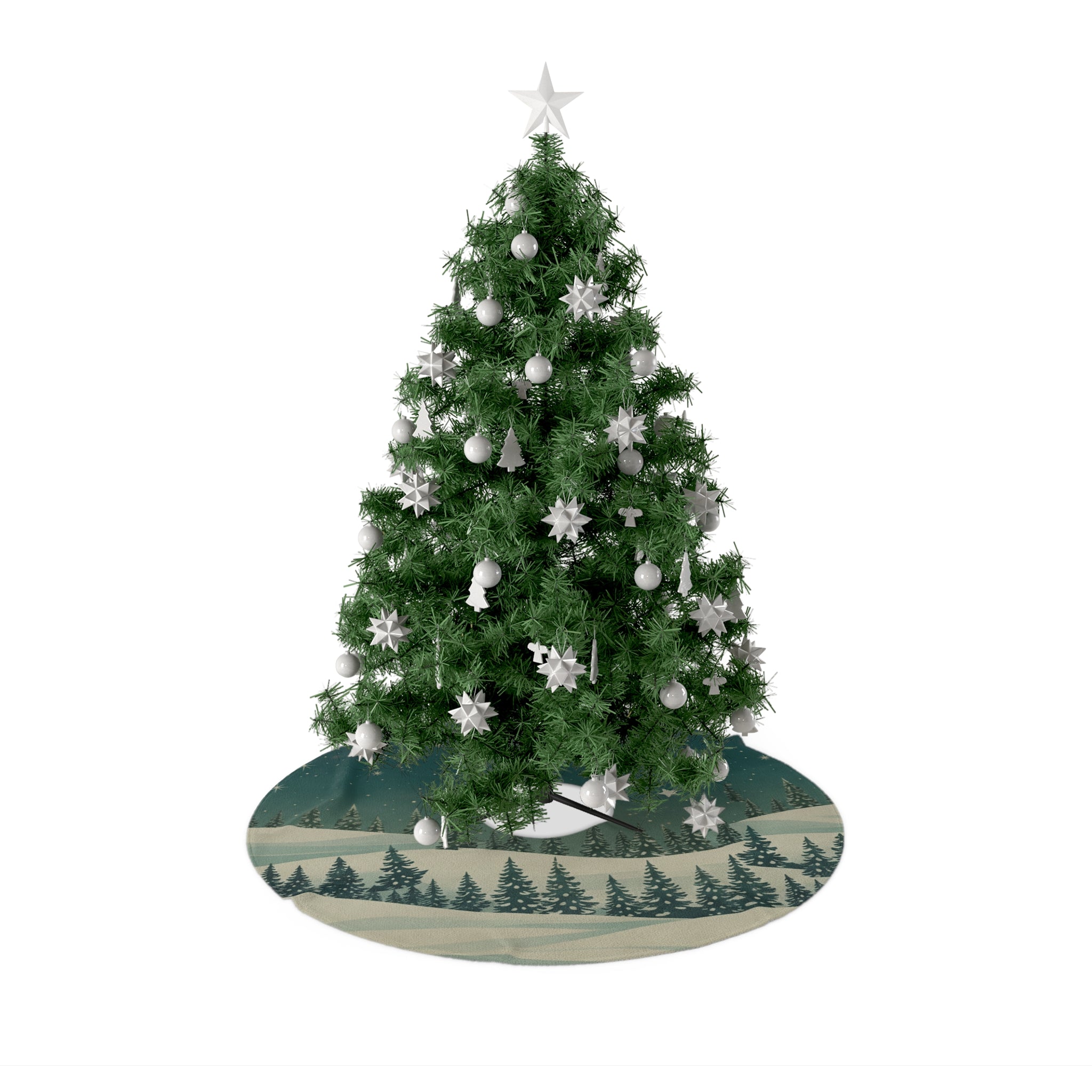 Vintage Winter Pines Christmas Tree Skirt - Christmas Holiday Collection