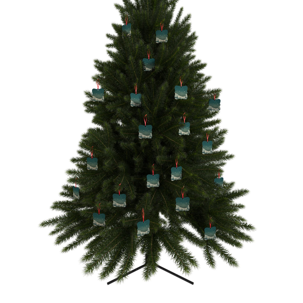 Snowy Pine Forest Aluminum Ornament - Christmas Holiday Collection