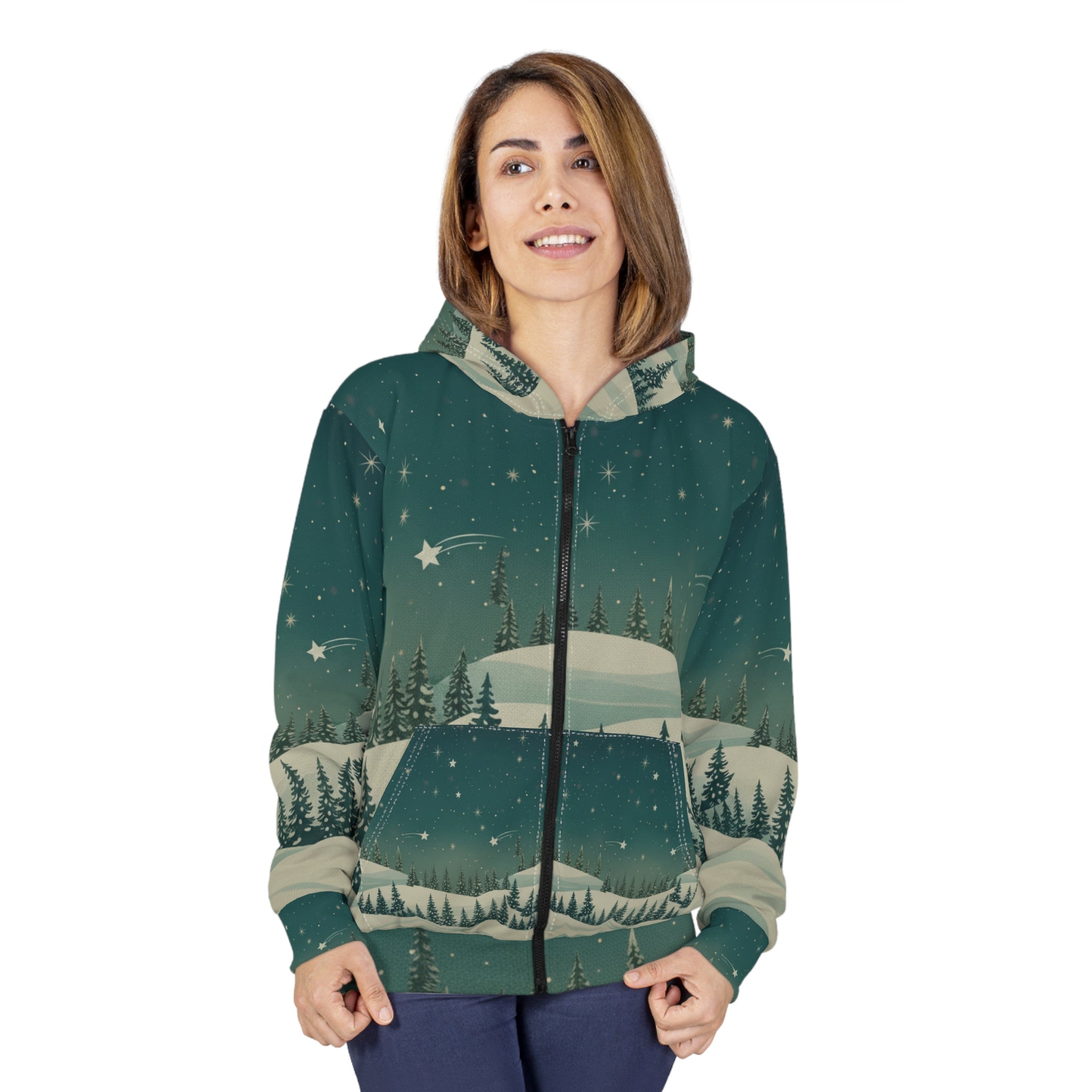 Winter Night Zip Hoodie - Christmas Holiday Collection