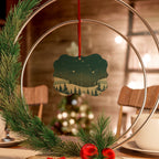 Snowy Pine Forest Aluminum Ornament - Christmas Holiday Collection