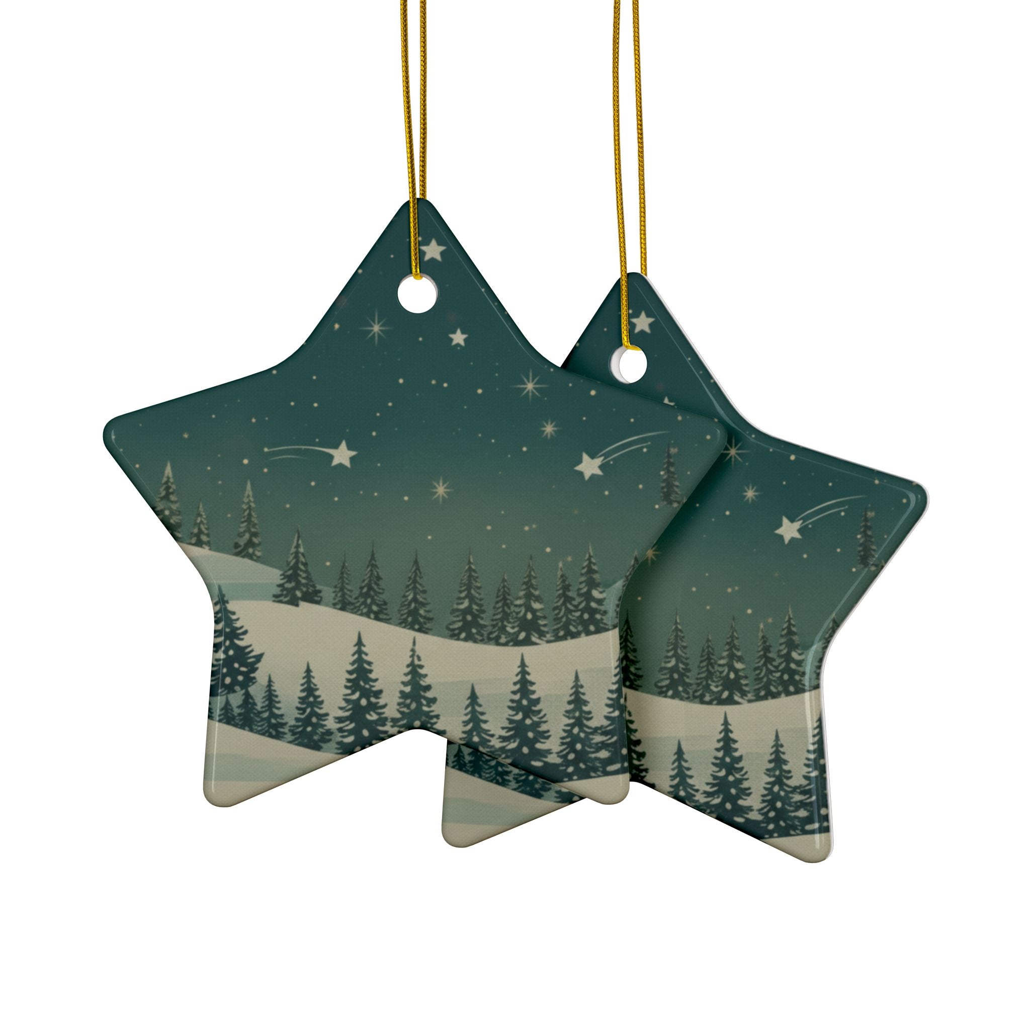 Winter Night Ceramic Ornament - Christmas Holiday Collection