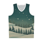 Winter Pine Forest Basketball Jersey - Christmas Holiday Collection