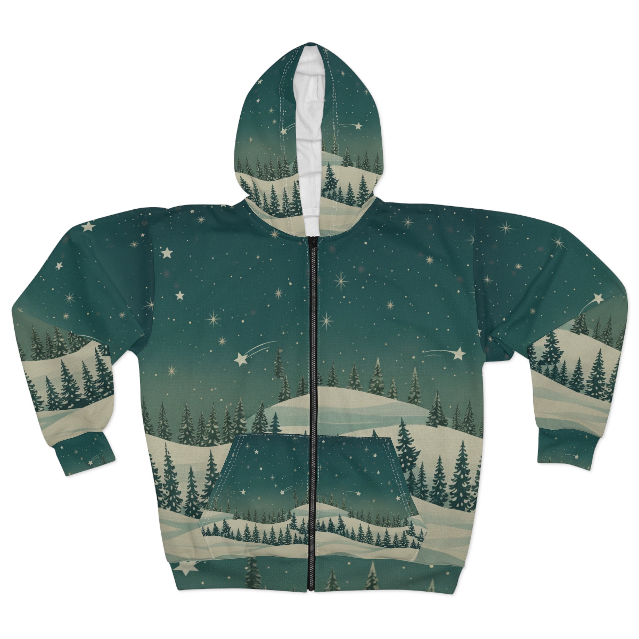 Winter Night Zip Hoodie - Christmas Holiday Collection