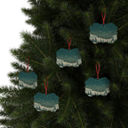 Snowy Pine Forest Aluminum Ornament - Christmas Holiday Collection