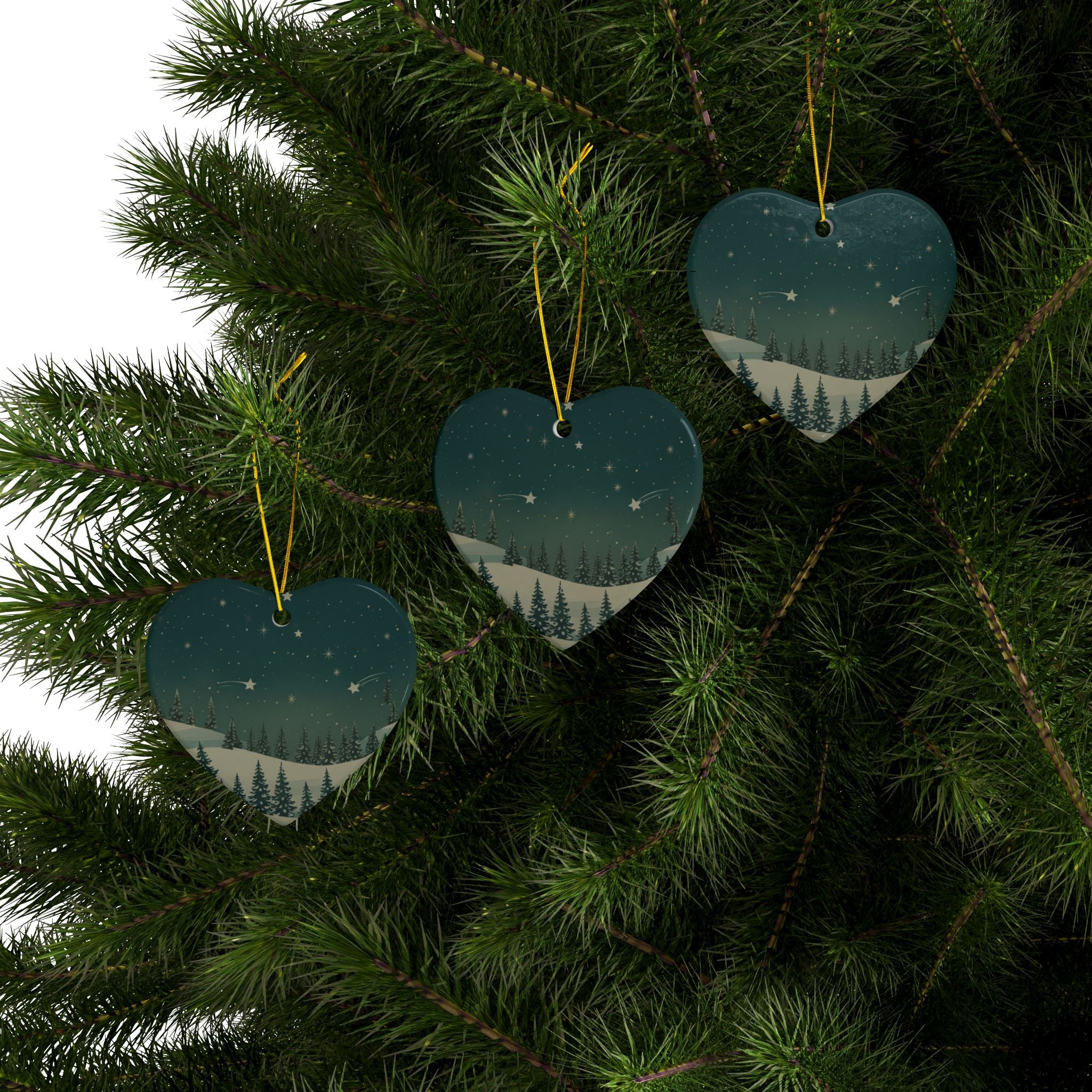 Winter Night Ceramic Ornament - Christmas Holiday Collection