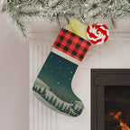 Plaid Cuff Winter Night Christmas Stocking - Christmas Holiday Collection