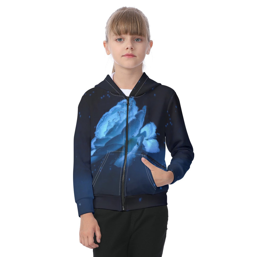 All-Over Print Kid's Zip-up Hoodie With Patch Pocket