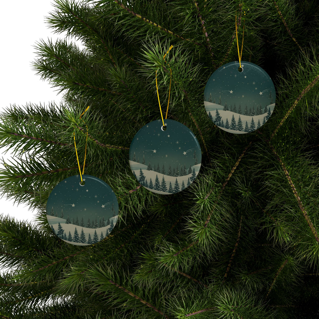 Winter Night Ceramic Ornament - Christmas Holiday Collection