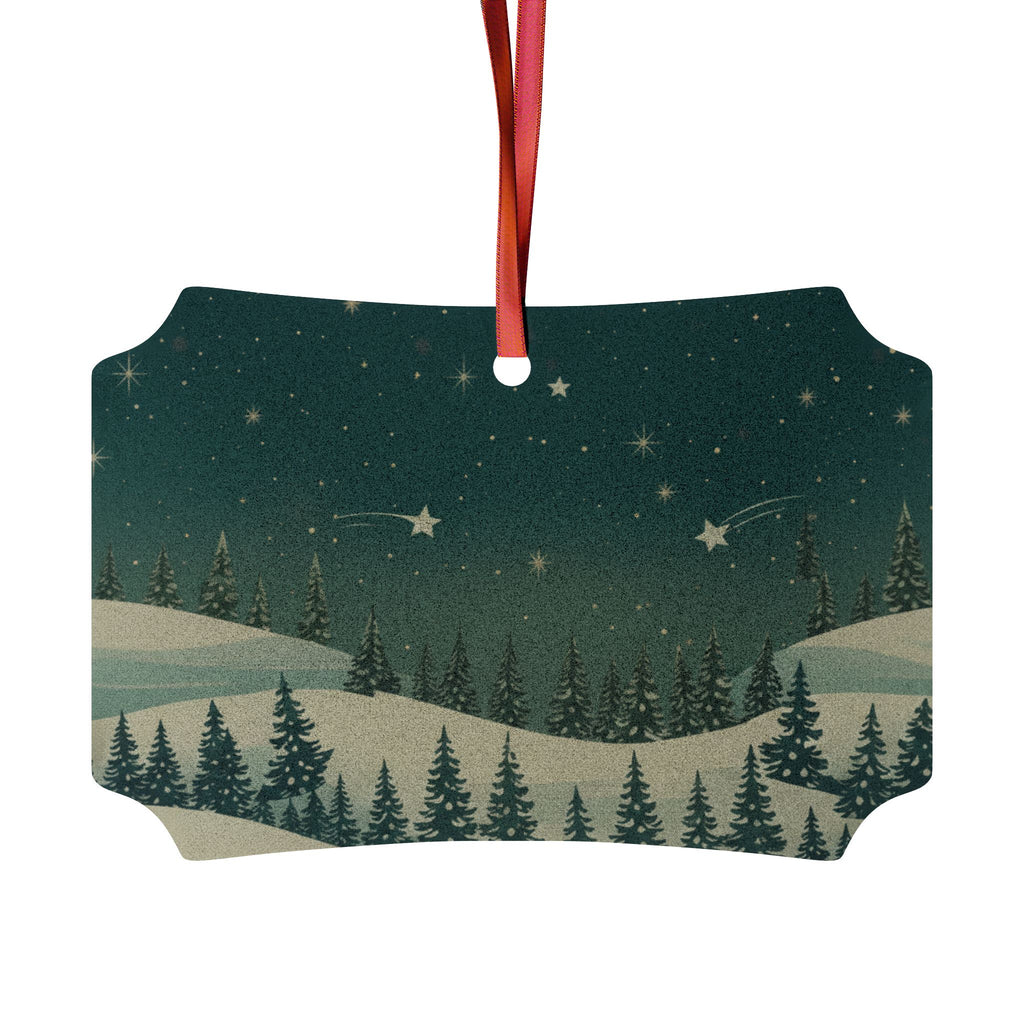 Snowy Pine Forest Aluminum Ornament - Christmas Holiday Collection