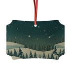Snowy Pine Forest Aluminum Ornament - Christmas Holiday Collection