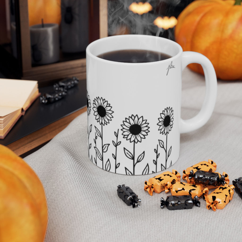Ceramic Mug - Outlined Sunflower Signature Collection by Juli