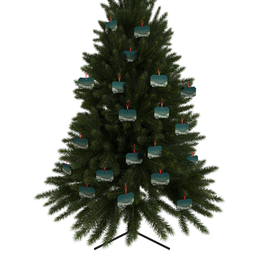 Snowy Pine Forest Aluminum Ornament - Christmas Holiday Collection