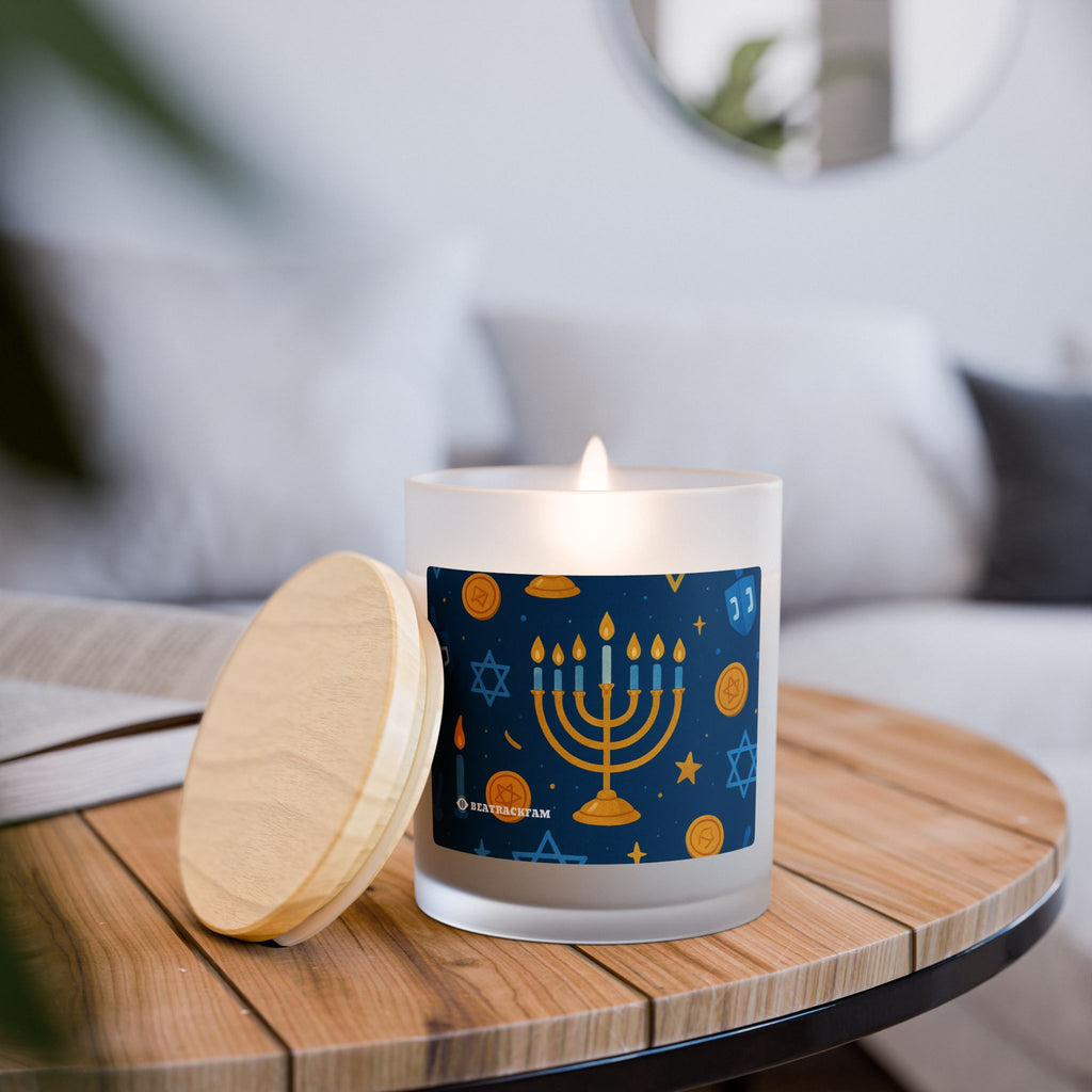 Frosted Glass Candle - Holiday Collection (Chanukah)