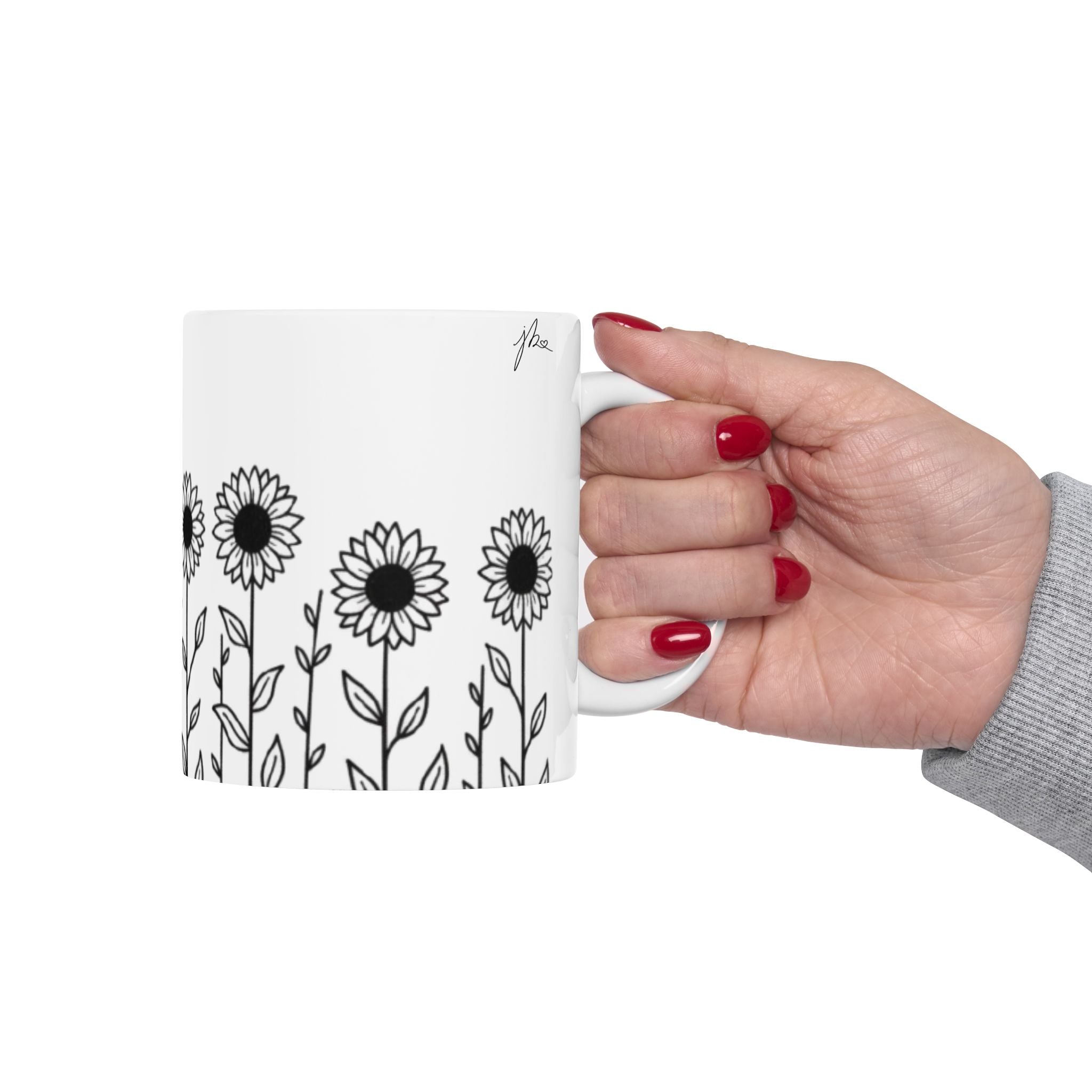 Ceramic Mug - Outlined Sunflower Signature Collection by Juli