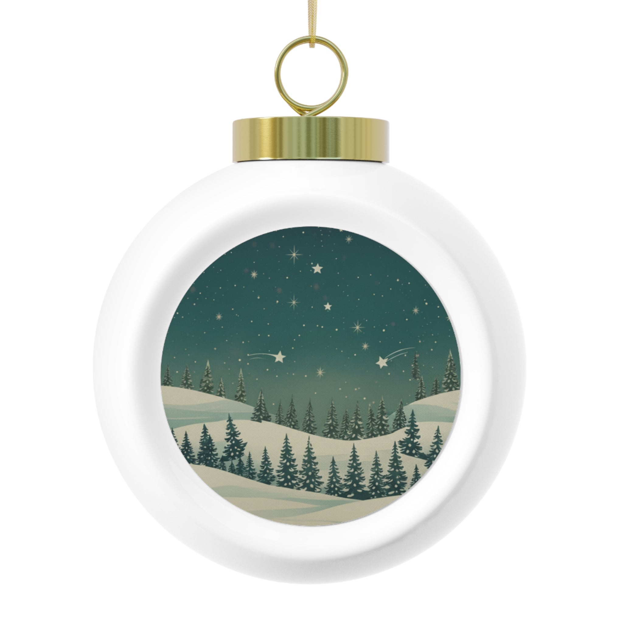 Winter Night Landscape Christmas Ornament - Christmas Holiday Collection