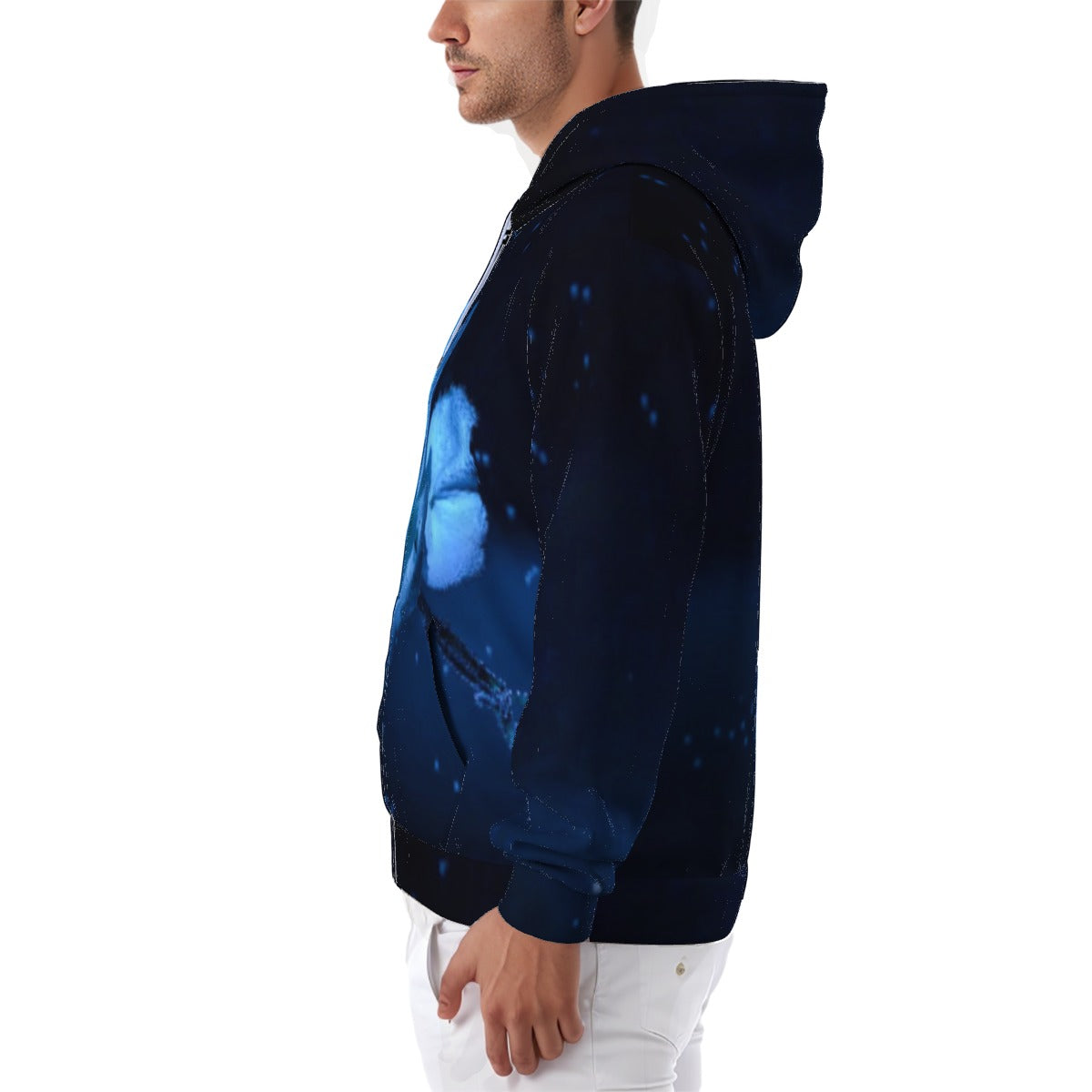 All-Over Print Zip Up Hoodie With Pocket