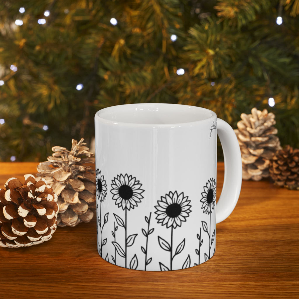 Ceramic Mug - Outlined Sunflower Signature Collection by Juli