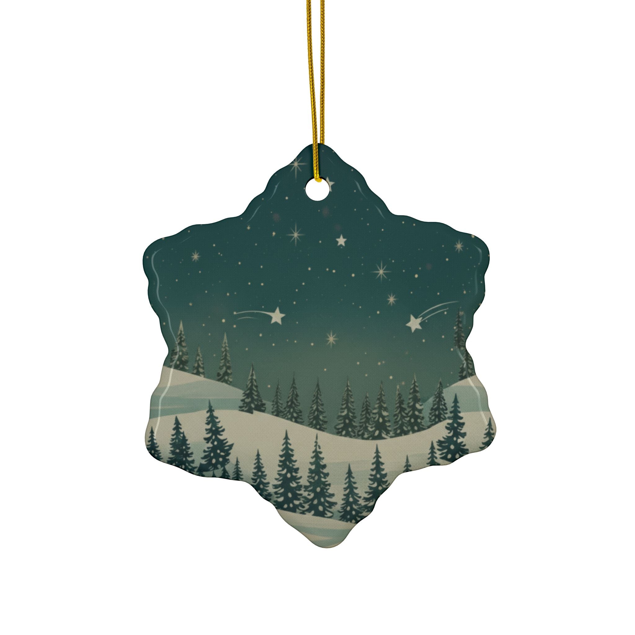 Winter Night Ceramic Ornament - Christmas Holiday Collection