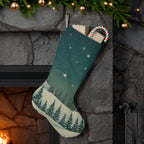Christmas Stocking with Starry Winter Forest - Christmas Holiday Collection